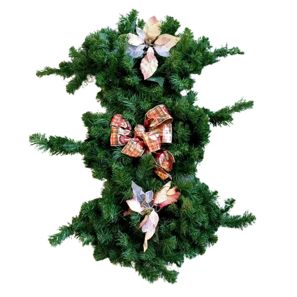 🎄🌸🎀Set of 3 Vintage Christmas Swags Faux Pine Pink Gold Holiday Decor 26-28
